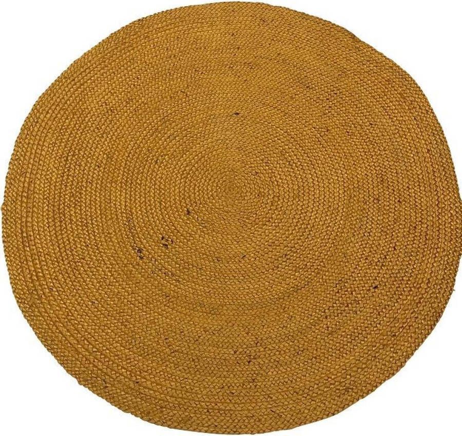 Rocaflor -Vloerkleed-jute-geel-rond-120 cm