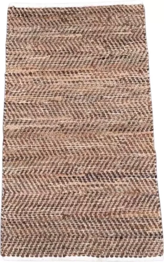 Rocaflor vloerkleed jute gerecycled leer bruin 80x140