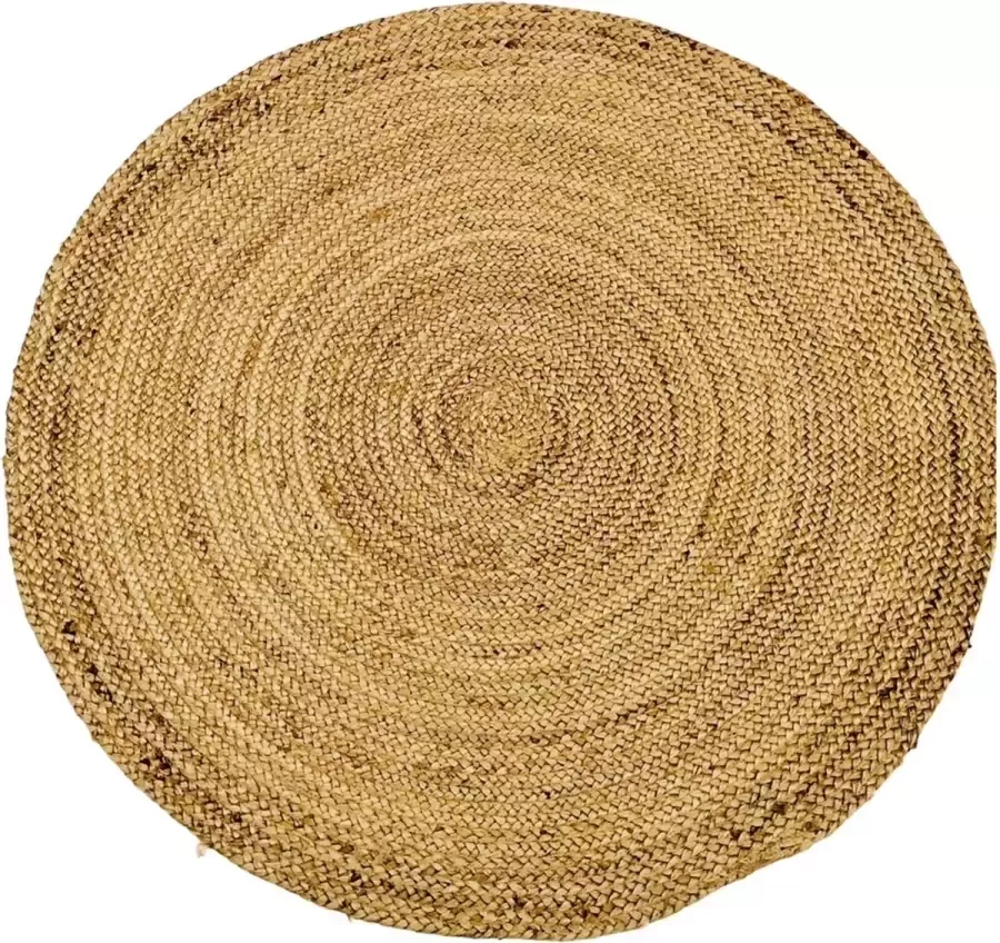 Rocaflor -vloerkleed -jute- gevlochten -rond- naturel bruin -ø120 cm