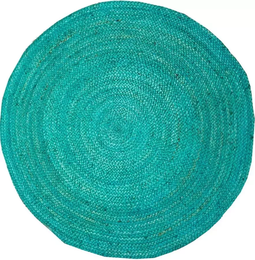 Rocaflor vloerkleed jute geweven rond zeeblauw blauw ø120cm