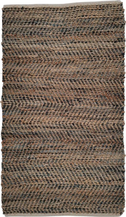 Rocaflor Vloerkleed-jute-leer-gerecycled-grijs-80x140cm