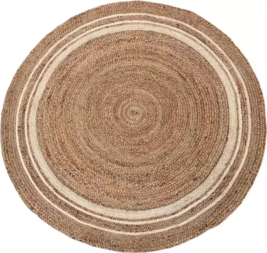 Rocaflor Vloerkleed jute naturel ecru rand rond ø 150cm