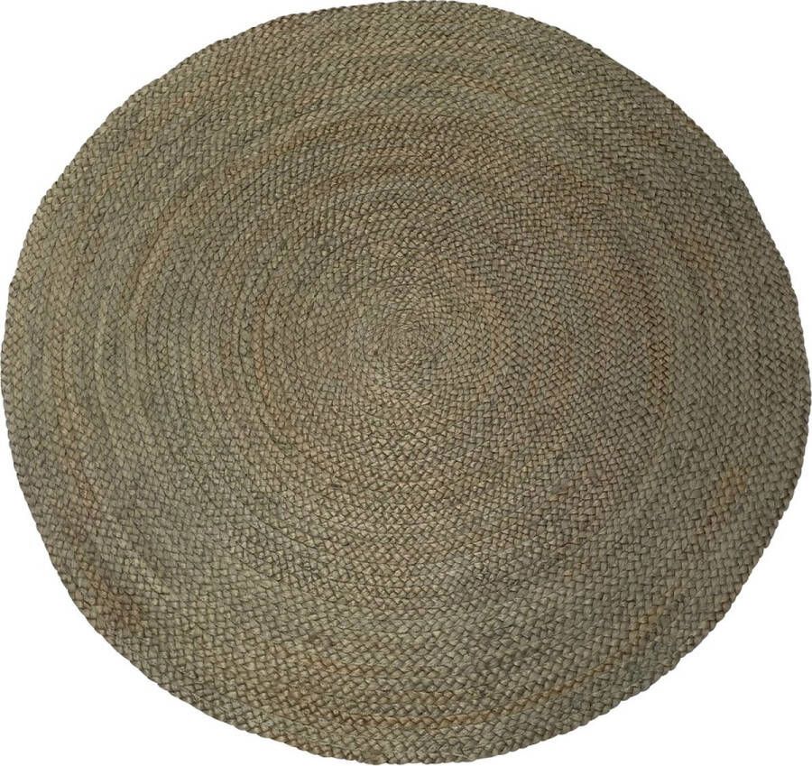 Rocaflor -Vloerkleed-Jute-rond-120cm-Olijfgroen