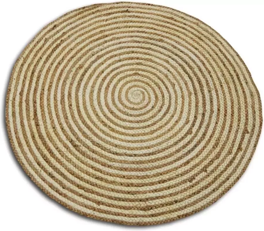 Rocaflor Vloerkleed-Jute- rond- ecru-bruin-gestreept-ø150cm