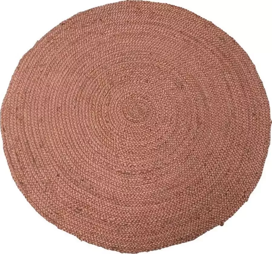 Rocaflor -vloerkleed-jute-rond-Peach-roze-120cm