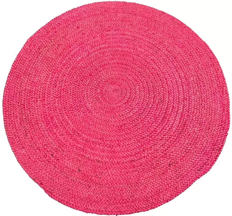 Rocaflor -vloerkleed-jute-rond-roze-fuchsia-ø120cm