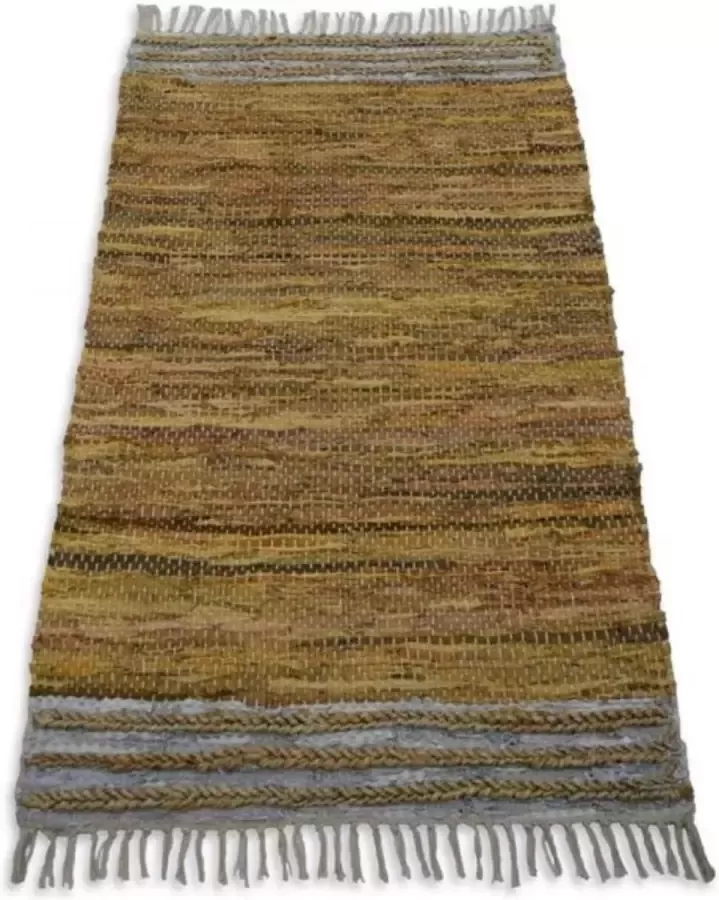 Rocaflor -Vloerkleed -leer-jute cognac-bruin-gerecycled-80x140cm