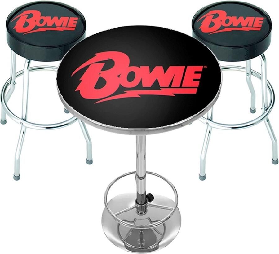 Rocksax David Bowie Logo Barkrukken & Tafel Set Zwart