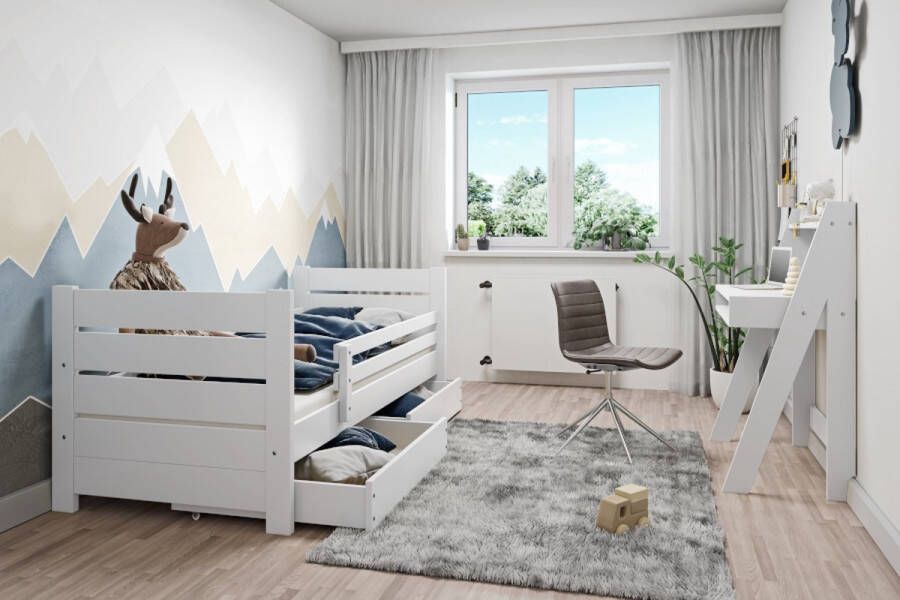 Rockwood Kinderbed Milly en Mo Wit inclusief montage met lattenbodem matras Saturnus de Luxe