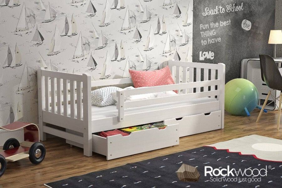 Rockwood Kinderbed Tim Wit met lattenbodem matras en bedtextielpakket