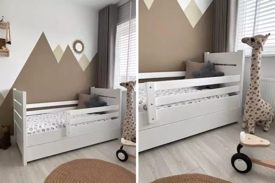 Rockwood Peuterbed Milly en Mo Wit Totaalpakket (met matras molton hoeslaken dekbed en kussen) inclusief montage met lattenbodem matras Polyclean De Luxe en bedtextielpakket