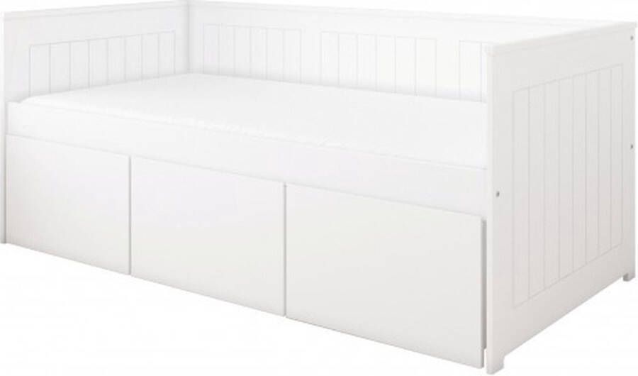 Rocky Lilli Furniture Nanne bedbank met 3 mega lades inclusief lattenbodem 90x200cm Wit