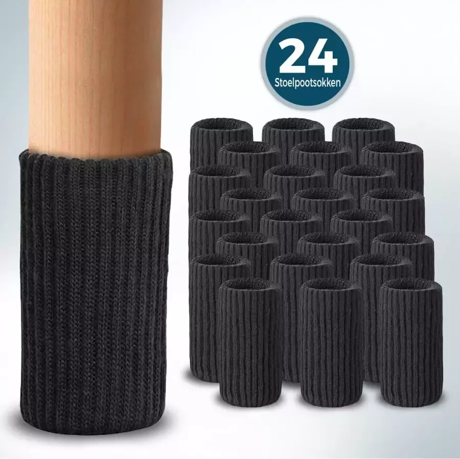 Roegaarden stoelpoot beschermers stoelpoot sokken Vloerbeschermer Zwart 24 stuks - Foto 2