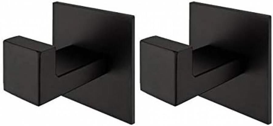 Roestvrij staal 2-delige haak Badhanddoekhaak Badkamerkasthaak Matte afwerking Muurbevestigde zware haak 304 roestvrijstalen kapstokhaak Geschikt voor badkamerkeuken (zwart)