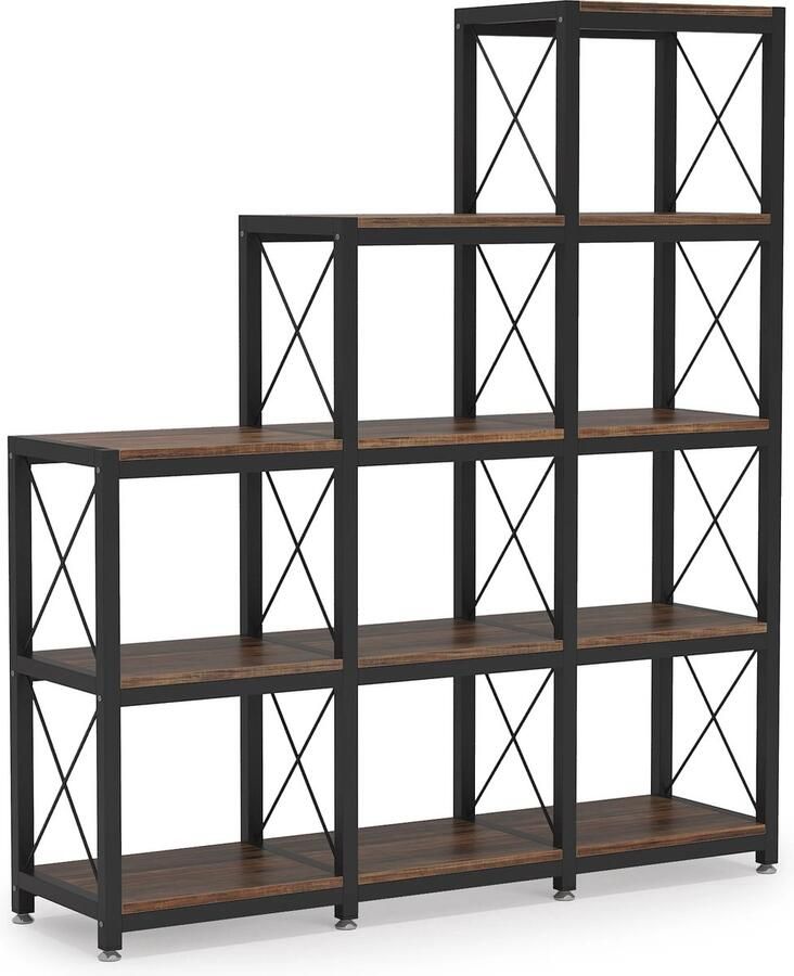 Roggi Boekenrek – Boekenplank – Vrijstaand Boekenkast – Opbergplank – 12 Planken – Trapsgewijs – 116 x 46 x 131 cm