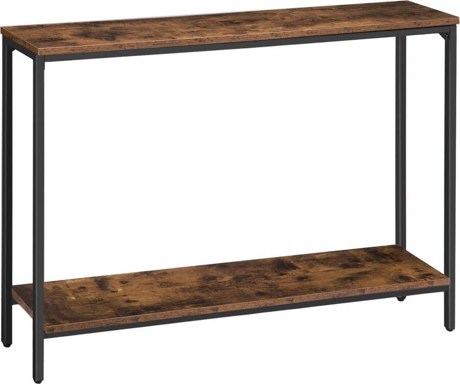 Roggi Consoletafel– Wandtafel – Haltafel – Bijzettafel Salontafel – Houten tafel Met Opbergrek 120 x 22 x 75 cm – Rustiek Bruin – Woonkamer Meubel – Halmeubel