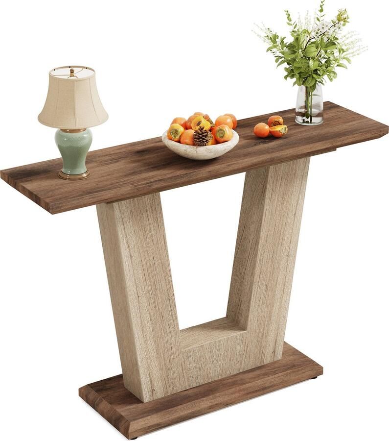 Roggi Houten Consoletafel Wandtafel – Haltafel Bijzettafel Salontafel – Houten Bijzetttafel 105 x 30 x 82 cm – Rustiek Bruin