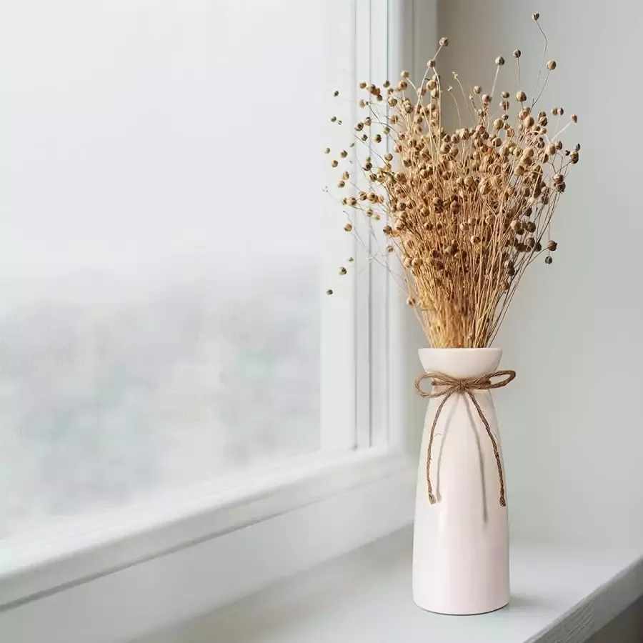 Rokrist Vaas wit keramische vaas voor pampasgras bloemenvaas in minimalistische stijl voor modern tafelrek woondecoratie geschikt voor open haard slaapkamer keuken woonkamer tafelopzetstukken bureau