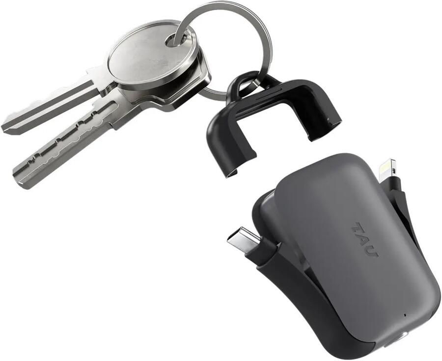 Rolling Square TAU 2 – Powerbank Voor Aan Je Sleutelbos 2.000 mAh USB-C Lightning Micro-USB Inclusief Dock