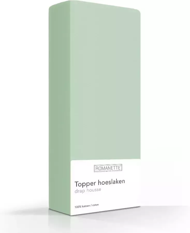 Romanette 100% Luxe Katoen Topper Hoeslaken Twijfelaar (120x200 cm) Groen