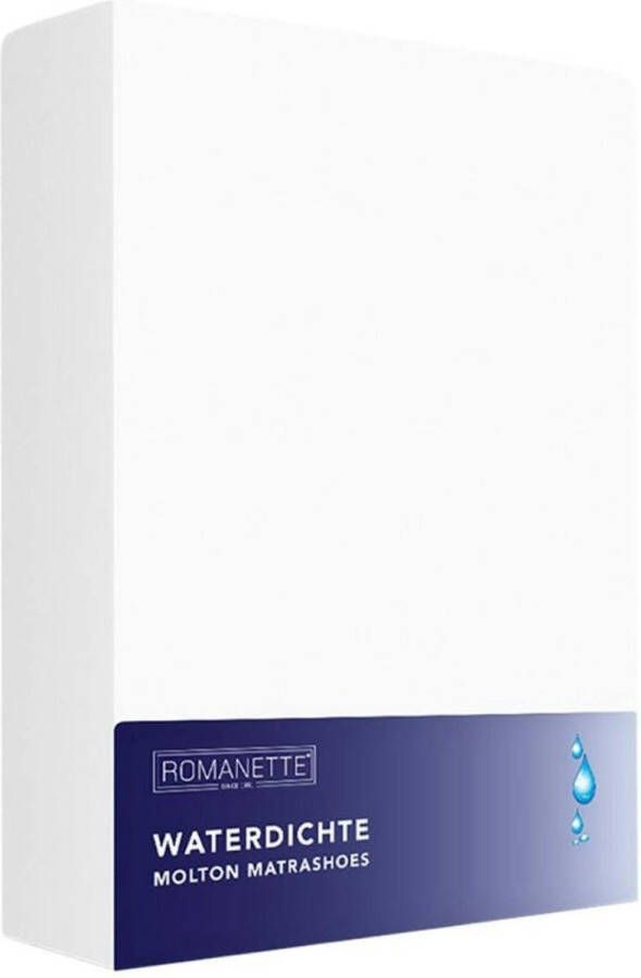 Romanette Matrasbeschermer WitWhite Molton (hoekhoogte 40 cm) TE734712 B 160 x L 200 cm Waterdicht Anti-allergisch Antihuisstofmijt Antibacterieel Luchtdoorlatend Kookwasbestendig Machinewasbaar Geschikt voor Matras