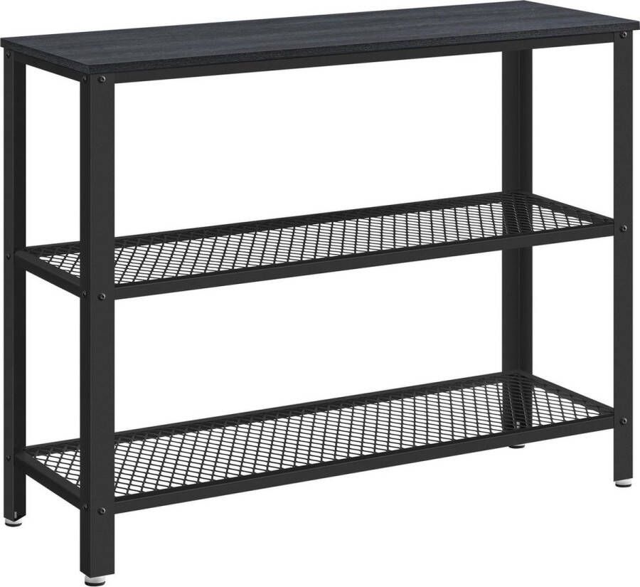 MAZAZU MIRA Home Wandtafel Sidetable Industrieel Met 2 Gaasplanken Bijzettafel Haltafel Dressoir Salontafel Consoletafel Zwart Hout Metaal 101 5 x 35 x 80 - Foto 2