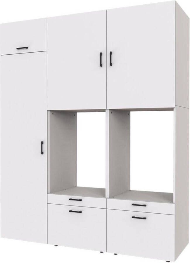 Roomart Store Nederland B.V. Multiwash 3 Extra Wasmachine & Wasdroger kast Met Uittrekbare Wasmand Planken Extra Opbergruimte Minimaliseert Trillingen