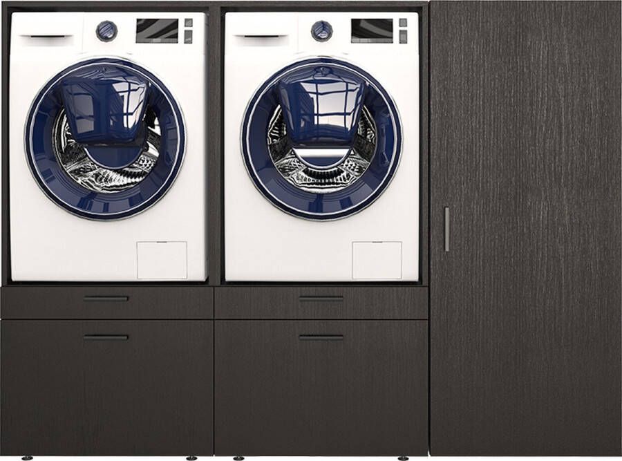 Roomart Store Nederland B.V. MultiWash 3 Wasmachine & Wasdroger kast Met Uittrekbare Wasmand Planken Extra Opbergruimte Minimaliseert Trillingen