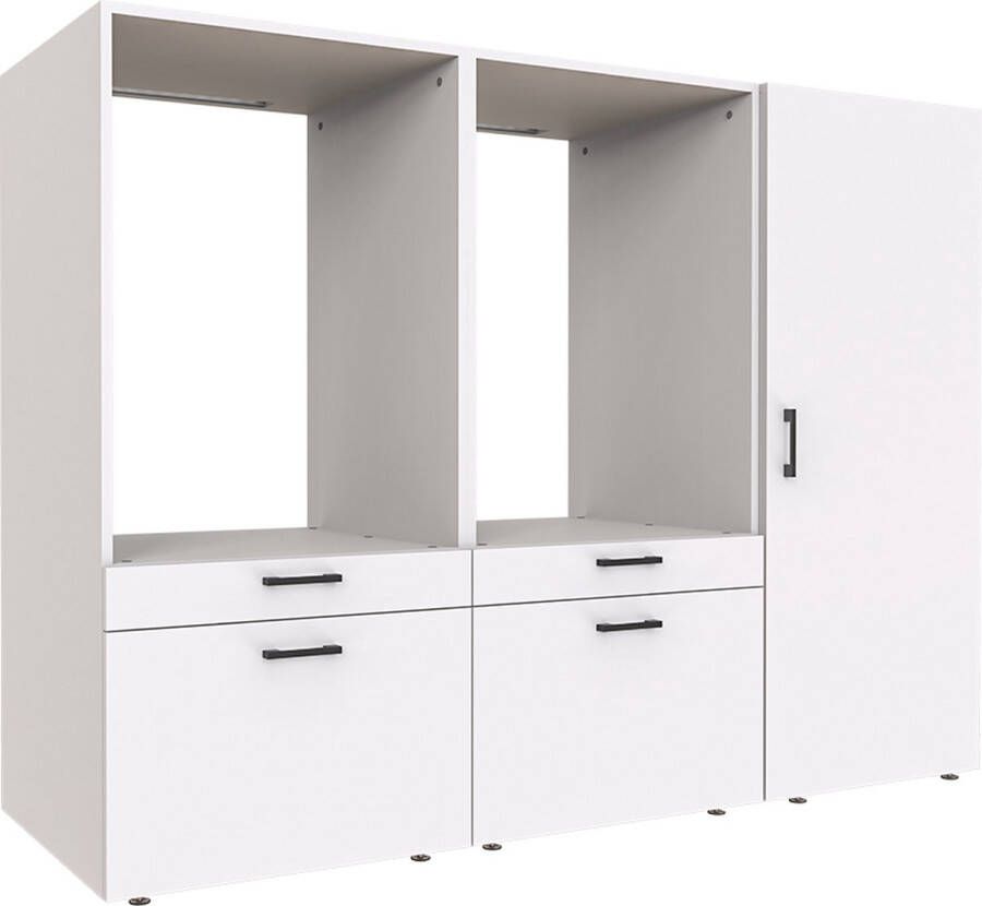 Roomart Store Nederland B.V. MultiWash 3 Wasmachine & Wasdroger Kast Met Uittrekbare Wasmand Planken Extra Opbergruimte Minimaliseert Trillingen