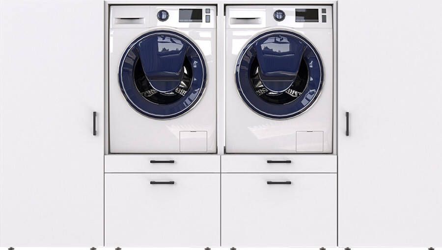 Roomart Store Nederland B.V. Roomartstore MultiWash 4 Wasmachine & Wasdroger kast Met Uittrekbare Wasmand Planken Extra Opbergruimte Minimaliseert Trillingen - Foto 3