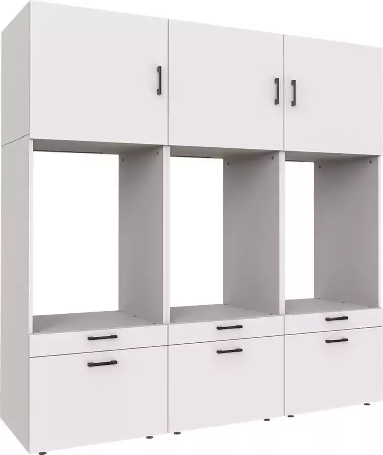 Roomart Store Nederland B.V. Roomartstore MultiWash 3.0 Wasmachine & Wasdroger kast met koelvak Met Uittrekbare Wasmand Planken Extra Opbergruimte Minimaliseert Trillingen