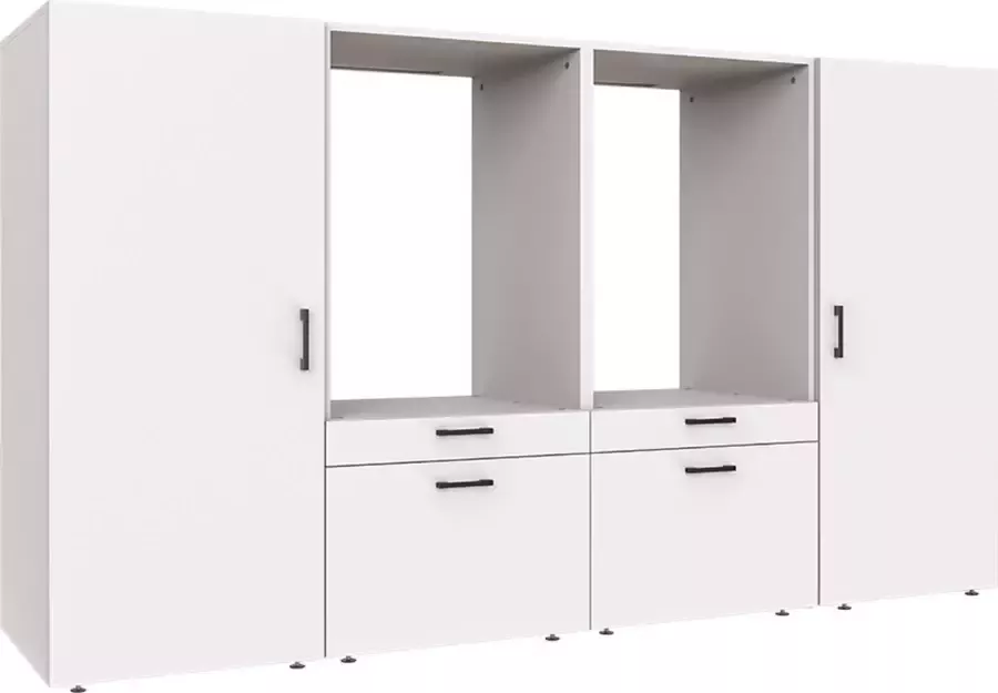 Roomart Store Nederland B.V. Roomartstore MultiWash 4 Wasmachine & Droger kast Met Uittrekbare Wasmand Planken Extra Opbergruimte Minimaliseert Trillingen