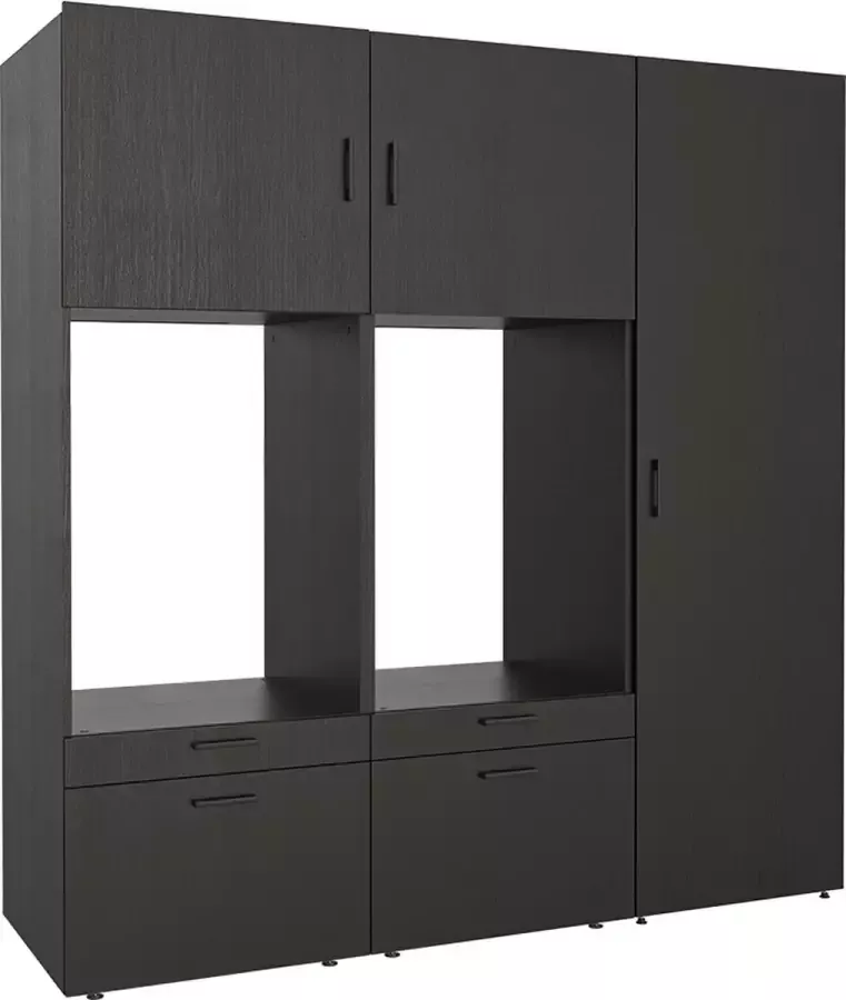 Roomart Store Nederland B.V. Roomartstore Multiwash 3 Plus Wasmachine & Wasdroger kast Met Uittrekbare Wasmand Planken Extra Opbergruimte Minimaliseert Trillingen