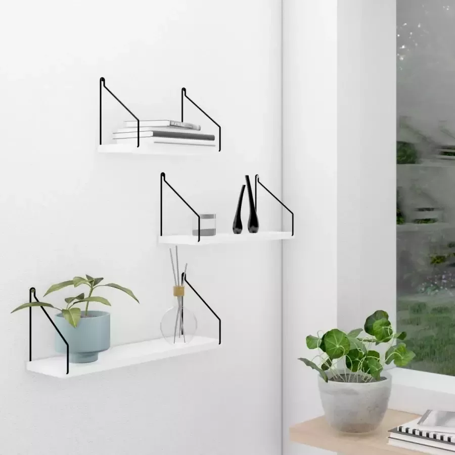 Roomie Home Houten Wandplank Wandrek Keuken Plank Wit Set van 3 Klein Medium Groot - Foto 2