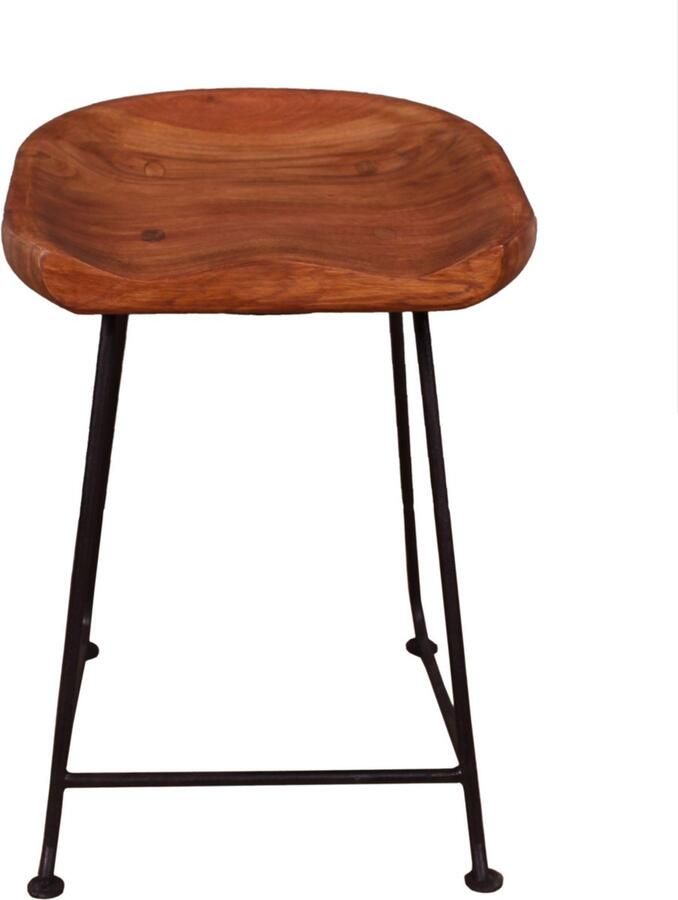SIT Hocker Live Edge van massief acaciahout met metalen frame - Foto 2