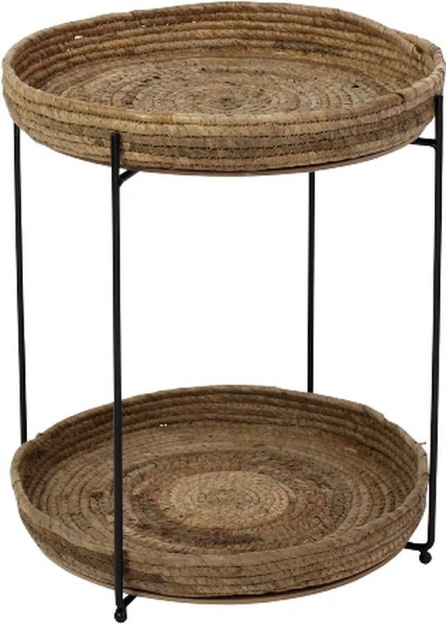 Rootsmann Bijzettafel Industrieel Rond Riet | Zwart