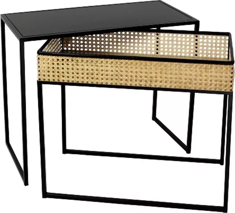 Rootsmann Bijzettafel Industrieel Rechthoek Riet | Zwart