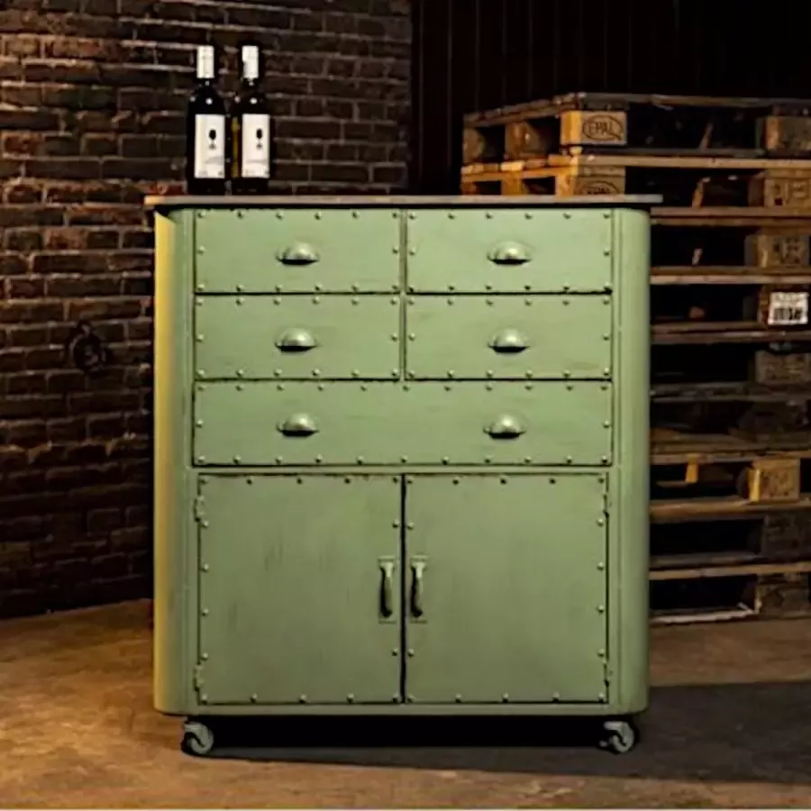 Rootsmann || Dressoir Groen Kast New Roots 2.0 Industrieel