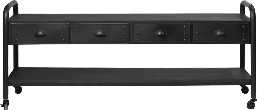 Rootsmann TV-meubel Op Wielen Zwart Metaal & Hout 157 CM - Foto 2