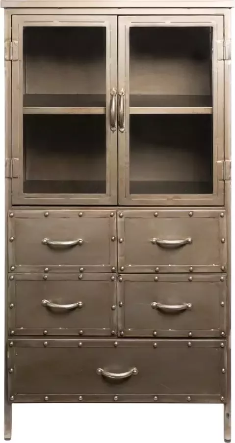 Rootsmann Buffetkast Industrieel Lockerkast Grijs Metaal Lockerkast metaal