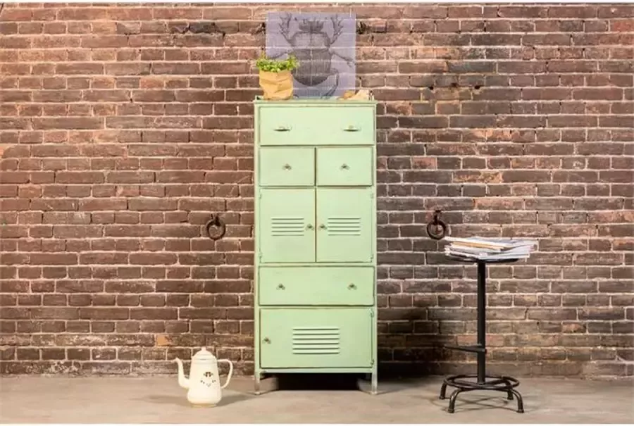 Rootsmann Ladekast Groen Groene vakkenkast Instrumentenkast 2.0 Opbergkast met deuren