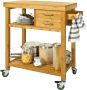 Rootz Living Rootz Bamboo Kitchen Trolley Cart Opbergwagen Serveerwagen Trolley met 2 Laden en Planken - Thumbnail 2