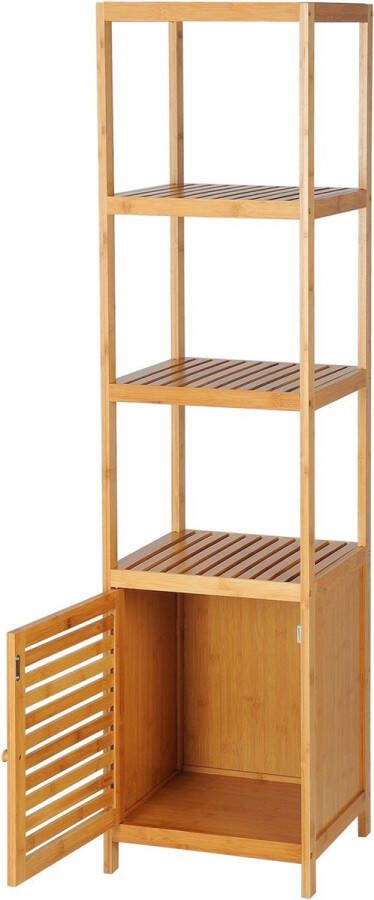 Rootz Living Rootz Bamboe Stellingkast Opbergrek Displayplank Hoekkast Organizer Boekenkast RG9289 Naturel 36x33x140cm