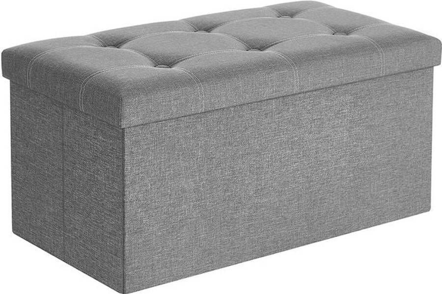 Rootz Living Rootz Bank Met Opbergruimte Opbergbank Verborgen Opbergruimte Multifunctionele Opbergzit Ingang Slaapkamer Woonkamer Imitatielinnen Schuim MDF Lichtgrijs 76 x 38 x 38 cm (L x B x H)