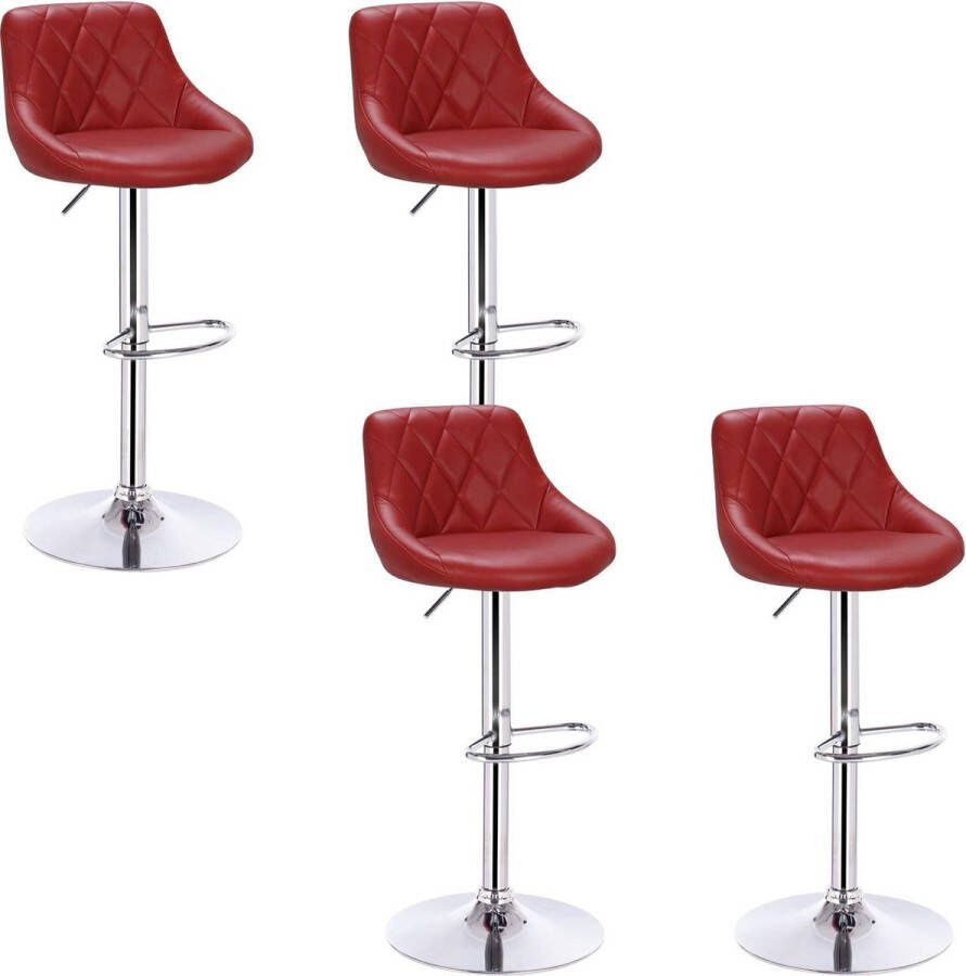 Rootz Living Rootz Barhocker Set Bistrokrukken Tresenhocker Barstoelen In hoogte verstelbare stoelen Draaikrukken Keukenkrukken Bordeaux 35x38cm (BxD)
