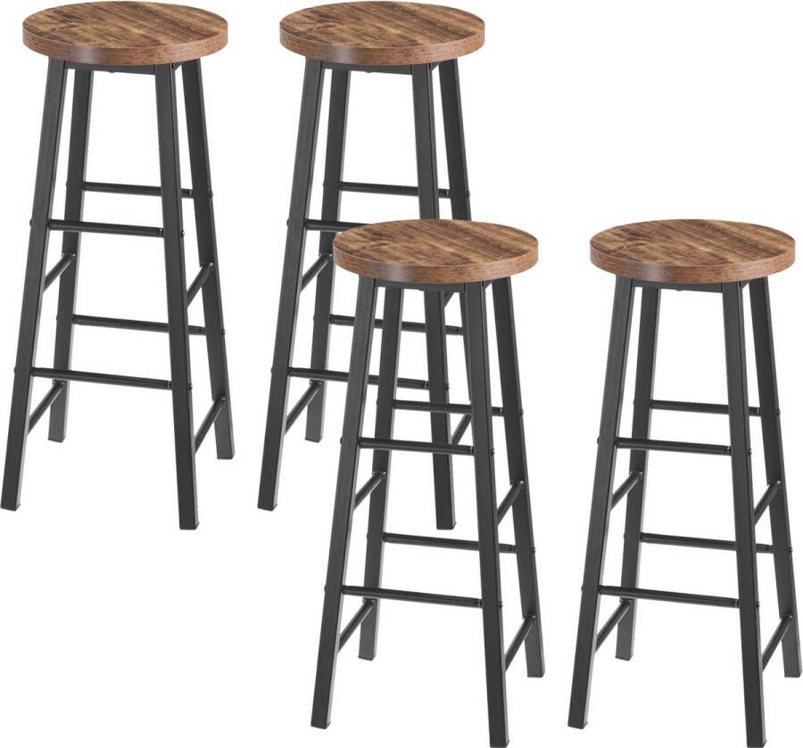 Rootz Living Rootz Barkruk Counter Chair Bistro Seat Hoge Kruk Ontbijtstoel Café Seating Keukenkruk Zwart+Hout Vintage 31 5x14 2x6 7 inch