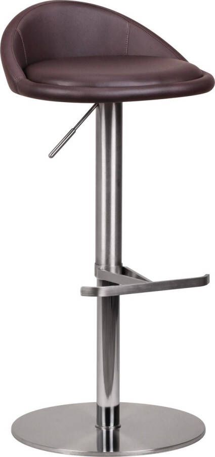 Rootz Living Rootz Barkruk Draaibaar Duurzaam M1 RVS Eigentijds Verstelbaar Design Bruine Stoel