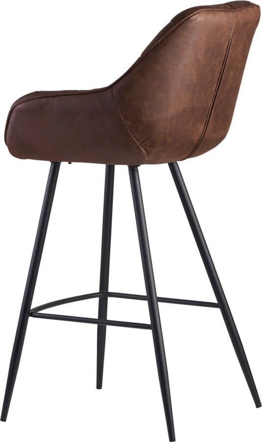 Rootz Living Rootz Barkruk met Rugleuning Scandinavische Keukenkruk Metalen Poten Gestoffeerd Design 110 kg Capaciteit Bruine Suede Stof