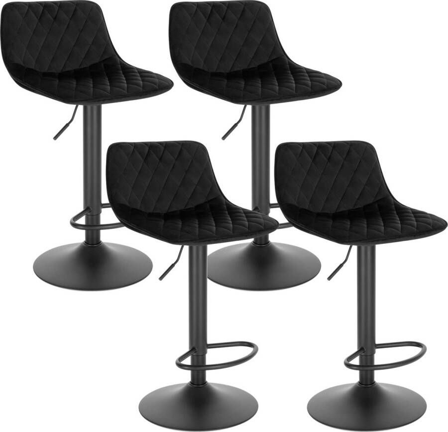 Rootz Living Rootz Barkruk Tegenstoel Draaistoel Eetkruk Fluwelen zitting In hoogte verstelbare stoel Draaibare kruk Zwart 20 1x16 9x16 9 inch