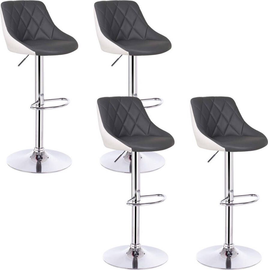 Rootz Living Rootz Barkruk Tegenstoel Draaizitting In Hoogte Verstelbare Stoel Bistrokruk Keukenkruk Loungezit Grijs+Wit 35x38 cm